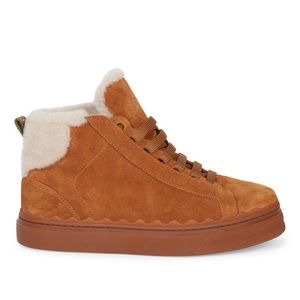 Chloe Lauren Shearling-Lined Suede High-top Sneakers Boots